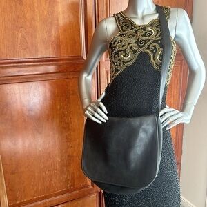 HOBO Black Leather Large Flap Moto Bag